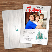 MERRY CHRISTMAS PERSONALIZED CARD- WATERCOLOR WINTER - Printed Christmas Cards