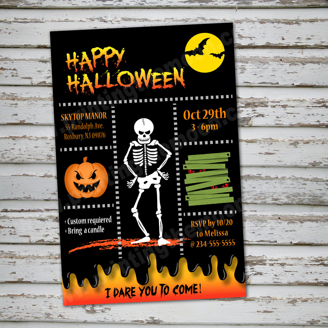 HALLOWEEN - Party Invitation -Halloween Skeleton party Invitation – Digital file