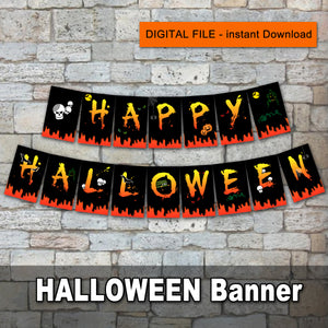 HALLOWEEN BANNER – Halloween Skeleton Party -Digital file -Instant Download-