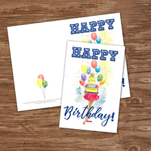 WATERCOLOR GIRL WITH CAKE - HAPPY BIRTHDAY Cards