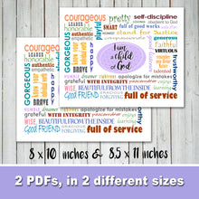 "I AM A CHILD OF GOD" poster - Religious, Young Woman, Activity Girls -Digital file - Instant Download-
