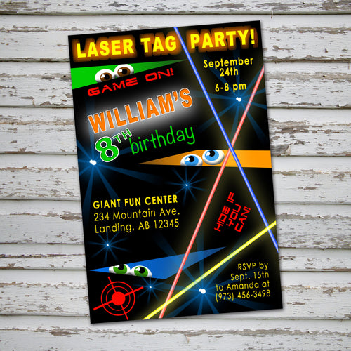 LASER TAG - Birthday Invitation - Laser Tag party – Digital file