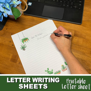 PRINTABLE LETTER WRITING SHEETS - Cactus & Succulents - Personal letter writing -Instant Download