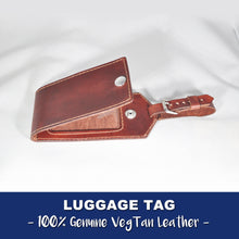 LUGGAGE TAG  - VEGTAN LEATHER - Handmade in USA - 100% Leather