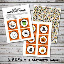 HALLOWEEN - MATCHING/MEMORY GAME – 3 PDFs - Digital file -Instant Download-