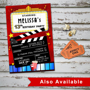 MOVIE THEATER - Birthday WATER BOTTLE WRAPPERS - Movies Cinema party – Digital file