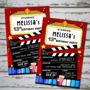 MOVIE THEATER - Birthday Invitation - Movies Cinema party – Digital file