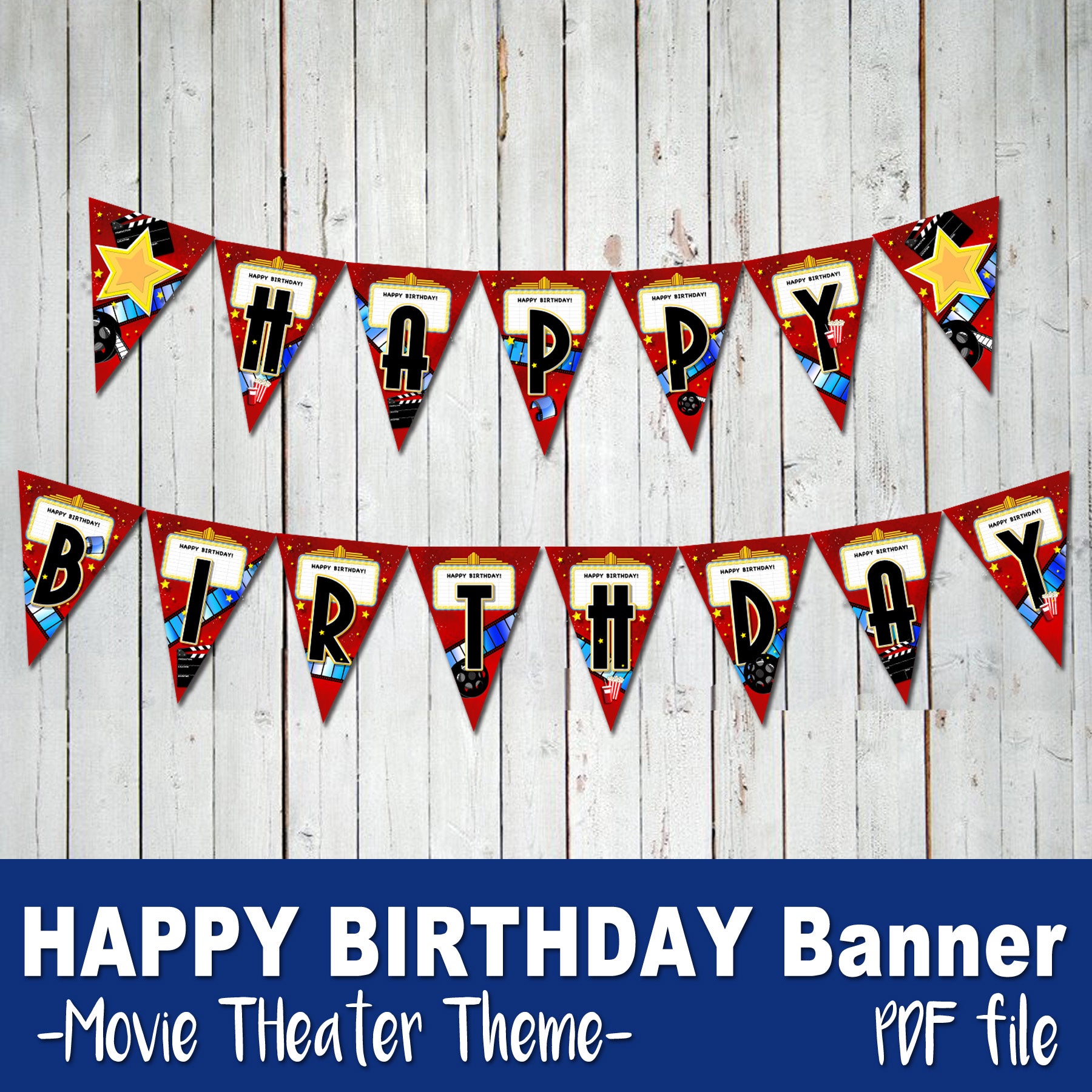 movie-theater-birthday-banner-movies-cinema-party-digital-file-printing-the-moon for Avengers Happy Birthday Banner Free Printable MOVIE THEATER - Birthday BANNER - Movies Cinema party – Digital file – Printing The Moon for Avengers Happy Birthday Banner Free Printable