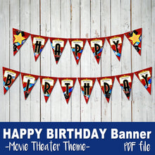 MOVIE THEATER - Birthday BANNER - Movies Cinema party – Digital file