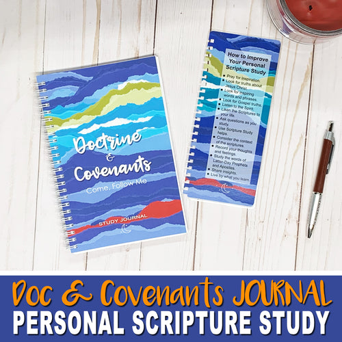 Come, Follow Me 2021 DOCTRINE & COVENANTS STUDY JOURNAL - Scripture Study Journal -Printed Notebook - LDS Study Guide-Blue Layers cover