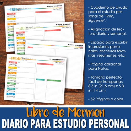 SPANISH- GRATIS Diario para el estudio del LIBRO DE MORMON - Semana Actual - IMPRIMIBLE - Diario para el estudio de las Escrituras - DOCUMENTO DIGITAL