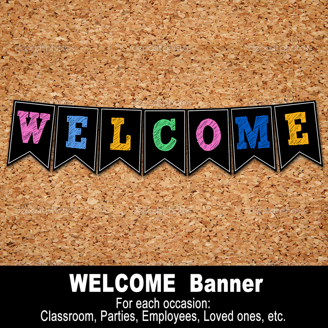WELCOME BANNER – Digital file, Chalk - Instant Download-