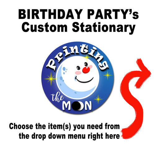 CUSTOMIZED PARTY ITEMS – Party Stationary Design - Digital files