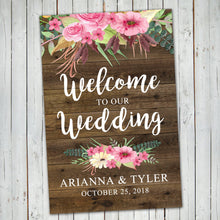 WEDDING WELCOME POSTER- Watercolor Flowers - Different sizes - Digital file