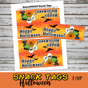 HALLOWEEN FAVOR BAG TAGS - Halloween Chocolate/Candy - PDF file - Instant Download -