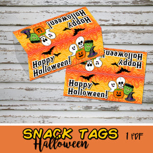 HALLOWEEN FAVOR BAG TAGS - Halloween Chocolate/Candy - PDF file - Instant Download -