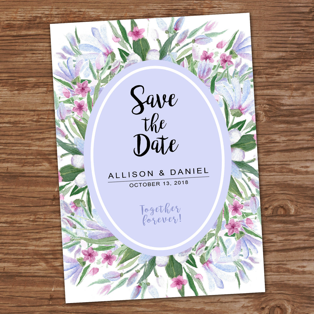 SAVE THE DATE - WATERCOLOR FLOWERS - Printed Wedding Cards