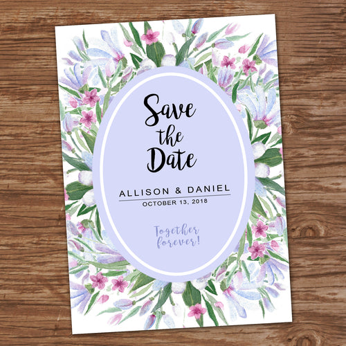 SAVE THE DATE - WATERCOLOR FLOWERS - Wedding Cards -Digital File -