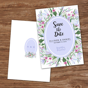 SAVE THE DATE - WATERCOLOR FLOWERS - Wedding Cards -Digital File -
