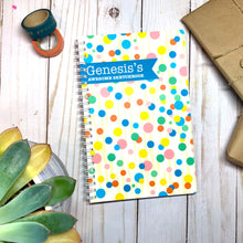 CONFETTI CUSTOMIZED SKETCHBOOK Journal - Confetti Colorful Cover with Name- Wire Binding - Pock-A-Dot Doodle Notebook Sketchbook
