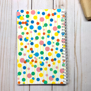 CONFETTI CUSTOMIZED SKETCHBOOK Journal - Confetti Colorful Cover with Name- Wire Binding - Pock-A-Dot Doodle Notebook Sketchbook