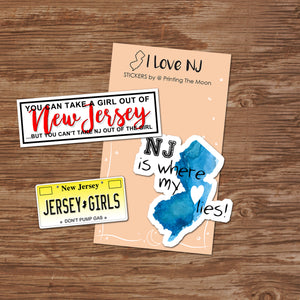 NEW JERSEY GIRLS STICKER SET - Scrapbook and Planner Sticker Set of 3 - Stickers