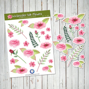 Floral Bullet Journal Sticker Sheet, Flower Planner Stickers