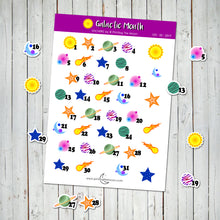 PLANETS & SPACE MONTHLY DATES - STICKER SHEET - Scrapbook and Planner Sticker Set - Stickers