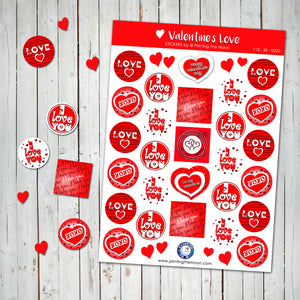 VALENTINE'S LOVE STICKER SHEET - Scrapbook and Planner Sticker Set - Stickers