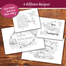THANKSGIVING Color-In Cards - Happy Thanksgiving - PDF file - Instant Download