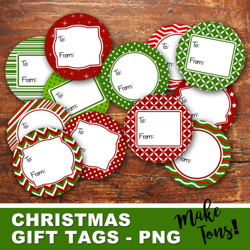 ROUND CHRISTMAS GIFT TAGS - PNG - Digital file -Instant Download-