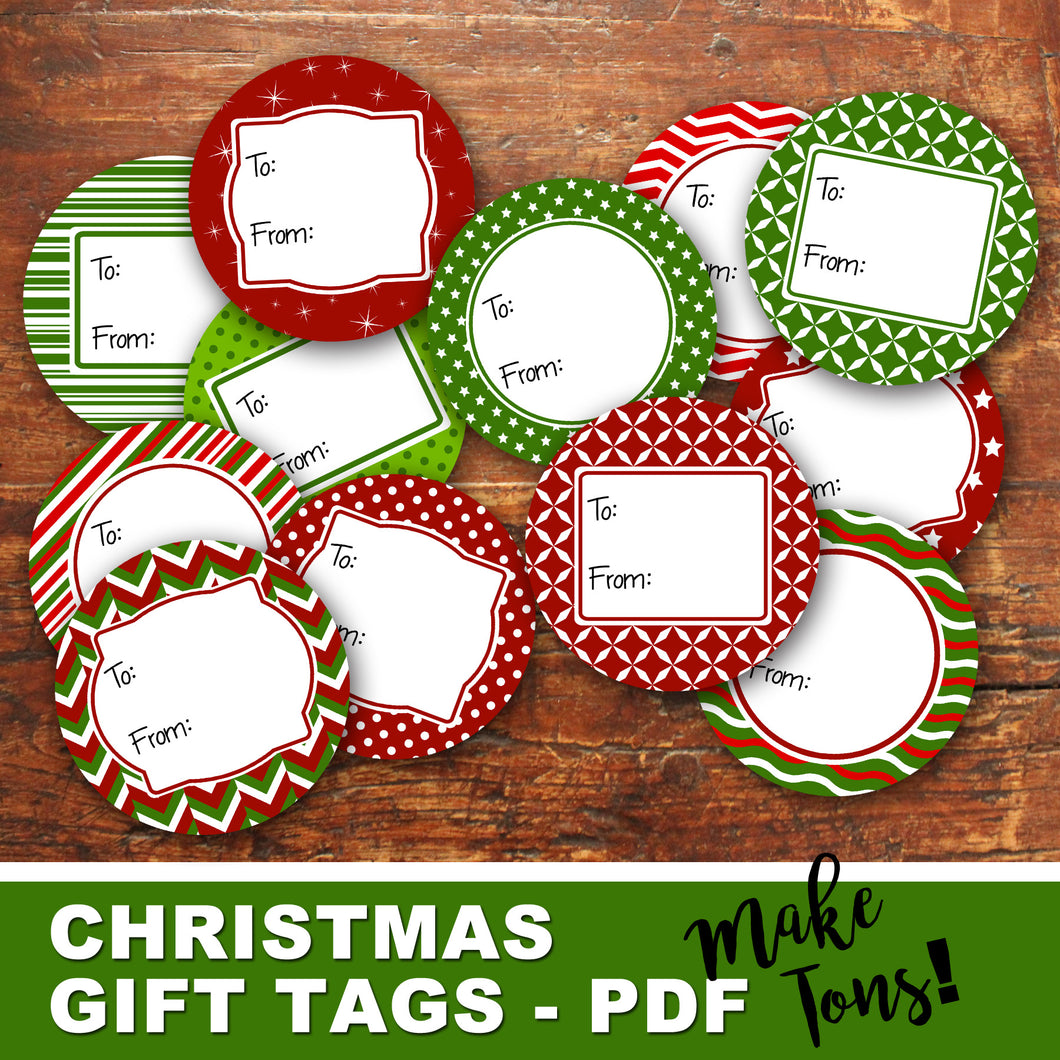 ROUND CHRISTMAS GIFT TAGS - PDF - Digital file -Instant Download-