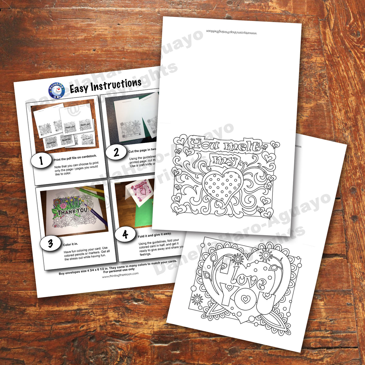 VALENTINE'S DAY Color In Cards - PDF file - Instant Download – Printing ...