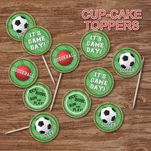 SOCCER AND DODGEBALL - Cupcake Toppers - Soccer party – Digital file