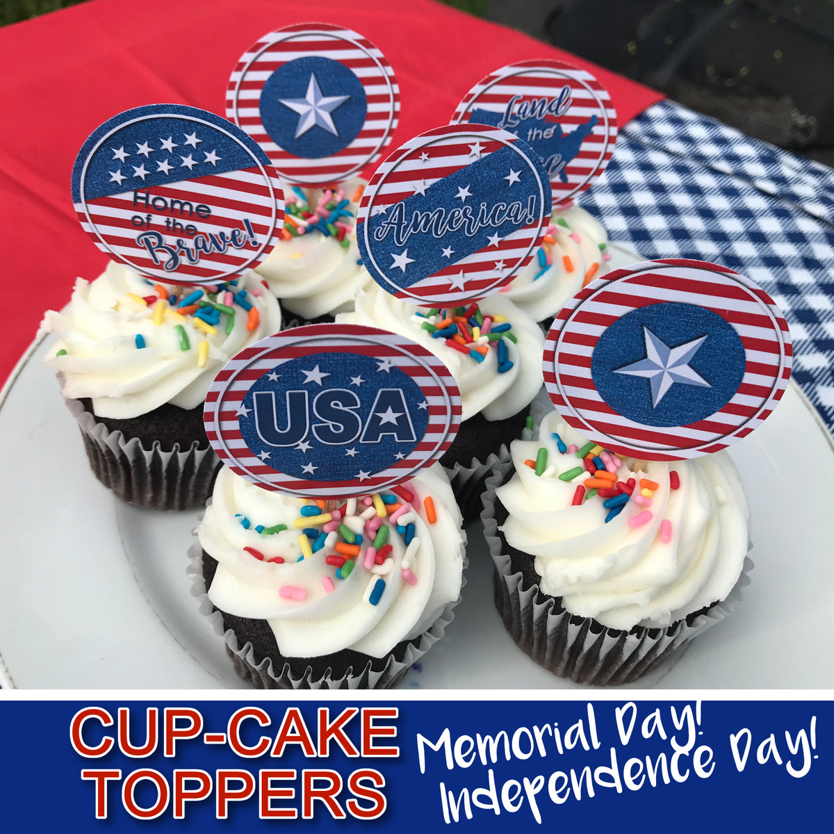 MEMORIAL DAY Cupcake Toppers -AMERICA the BEAUTIFUL- Collection #2 - P ...