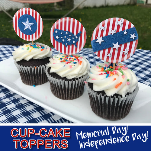 MEMORIAL DAY Cupcake Toppers -AMERICA the BEAUTIFUL- Collection #1 - PDF file - Instant Download