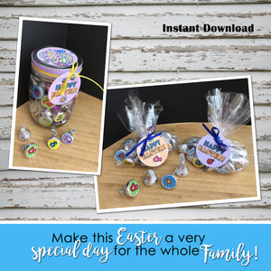 HAPPY EASTER Jar Gift - Chocolate Kiss Jar - PDF file - Instant Download -