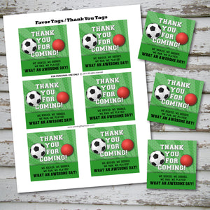 SOCCER AND DODGEBALL - Favor Tags - Soccer party – Digital file