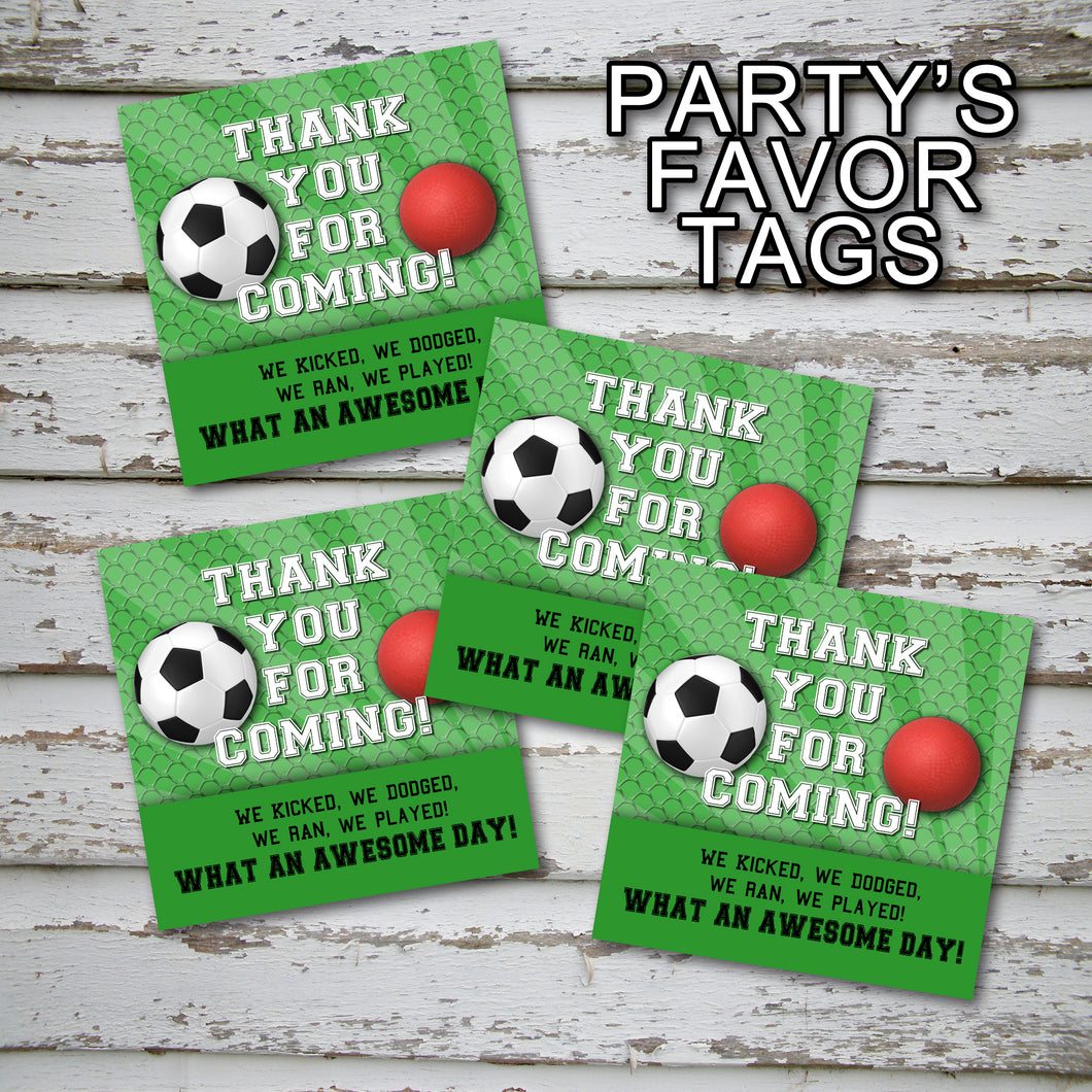 SOCCER AND DODGEBALL - Favor Tags - Soccer party – Digital file