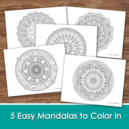 MANDALA - FLOWER collection - Easy Color In - PDF file - Instant Download
