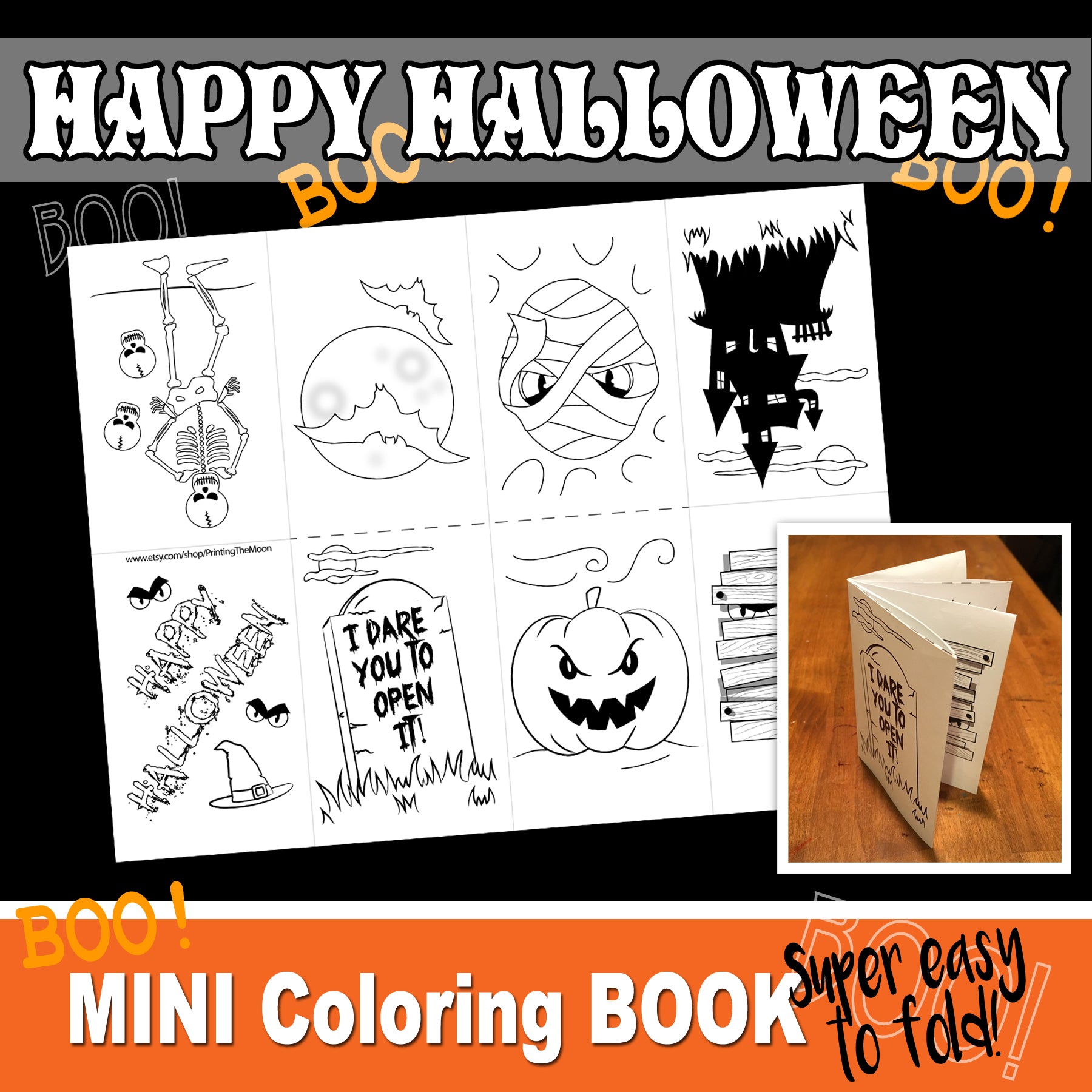 HALLOWEEN Mini Book - Color In - PDF file - Instant Download – Printing The Moon halloween-mini-book-color-in-pdf-file-instant-download-printing-the-moon