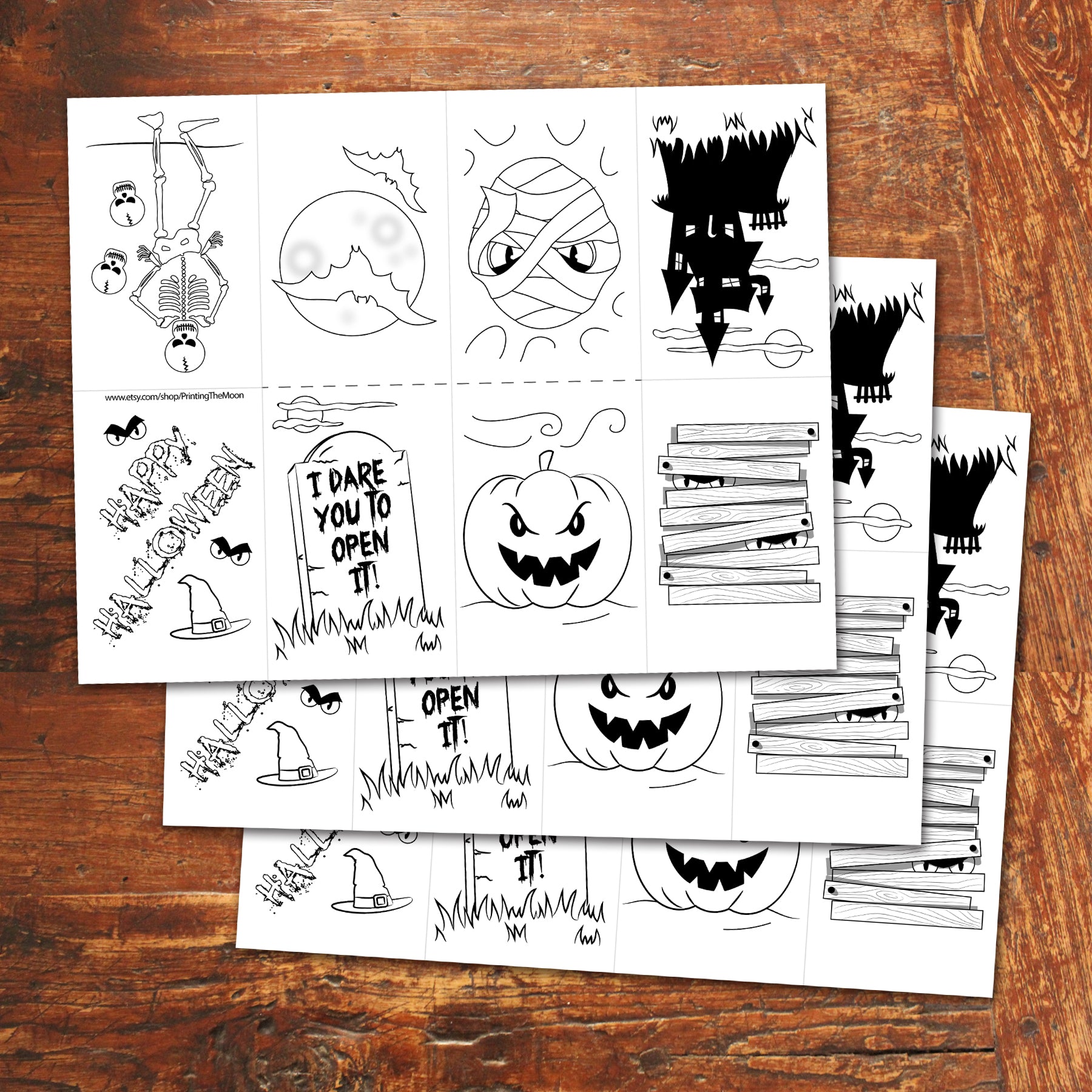 halloween mini book - color in - pdf file - instant download