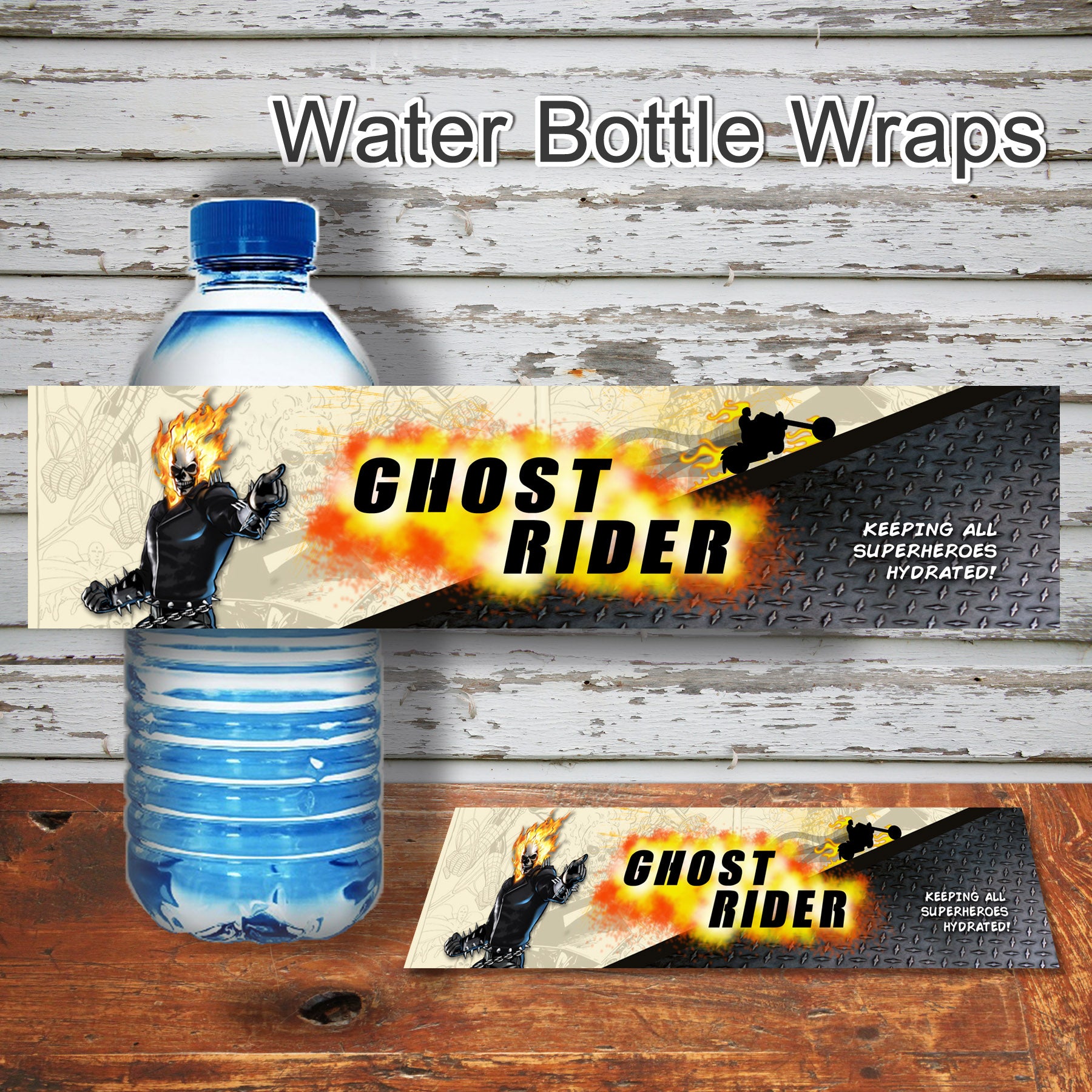 Water Ghost Rider GHOST RIDER- Water Bottle Wrappers – Digital file -Instant Download ...
