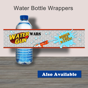 WATER GUN WARS - Favor Tags - Birthday party, Digital -Instant Download-