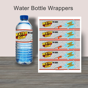 WATER GUN WARS- Water Bottle Wrappers – Digital file -Instant Download-